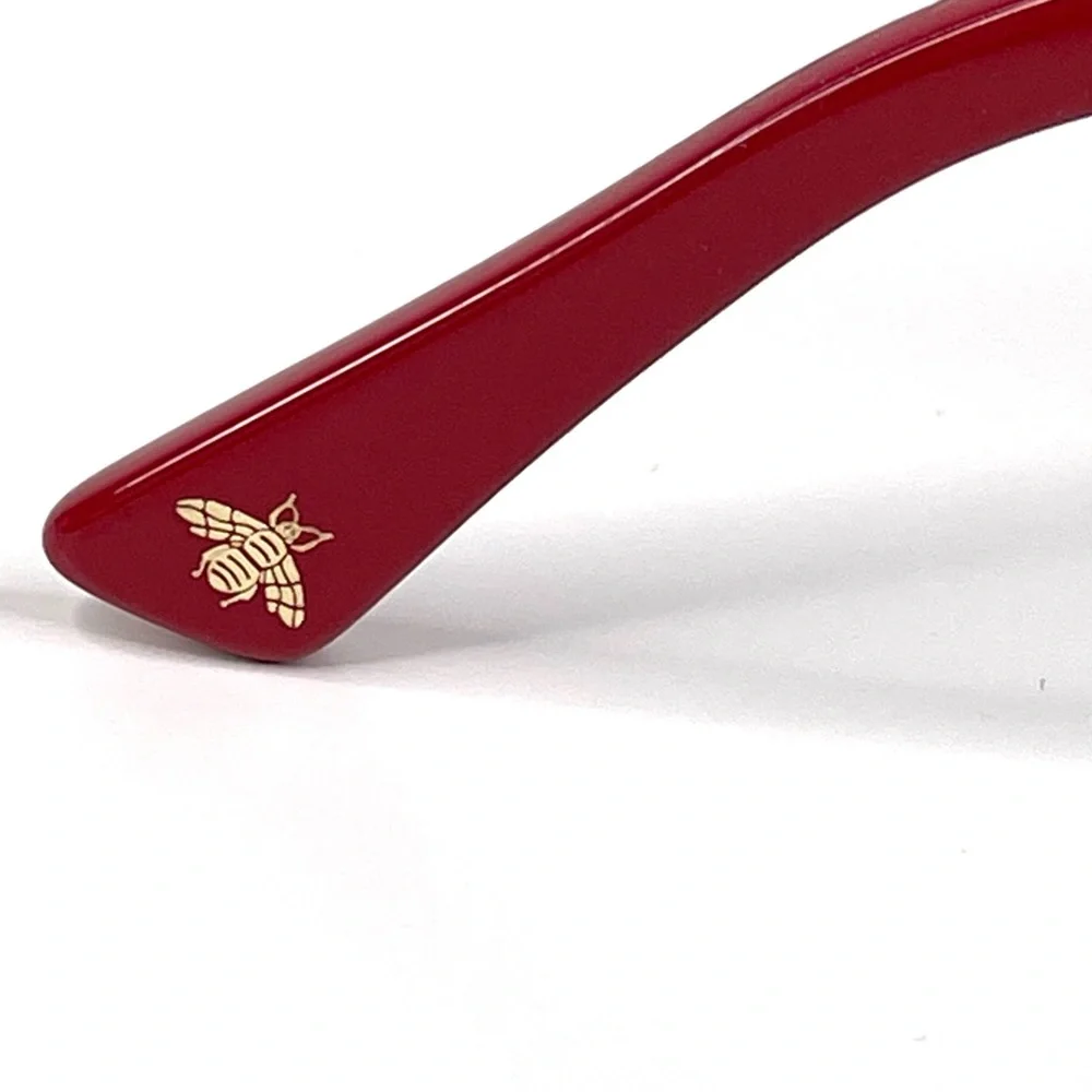 GUCCI Square Sunglasses NEW Black Red Green GG0158S 004 54 Made In Italy - Picture 12 of 16